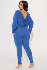 Don't Get Twisted Ribbed Legging Set - Blue