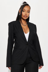 On A Deadline Blazer Pant Set - Black
