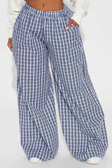 Eli Gingham Super Wide Boxer Pant - Navy/combo