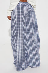 Eli Gingham Super Wide Boxer Pant - Navy/combo