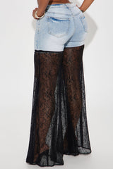 So Romantic Stretch Lace Flare Jeans - Light Wash