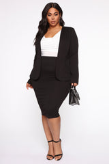 Payin' It Forward Blazer Skirt Set - Black