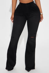 Get What I Want Stretch Flare Jeans - Black Wash