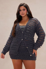 Jenna Cardigan Skirt Set - Charcoal