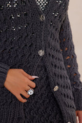 Jenna Cardigan Skirt Set - Charcoal