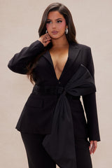 Jenna Bow Blazer Suit Set - Black