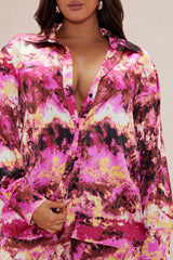 Larenna Satin Pant Set - Fuchsia
