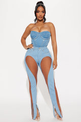 Better With You Mesh Bootcut Jeans - Light Wash