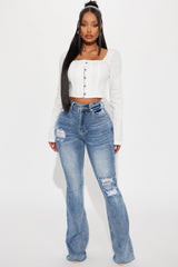 Certifiable Stretch Ripped Flare Jeans - Light Wash