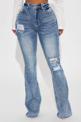 Certifiable Stretch Ripped Flare Jeans - Light Wash