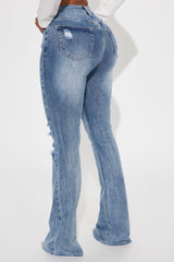 Certifiable Stretch Ripped Flare Jeans - Light Wash