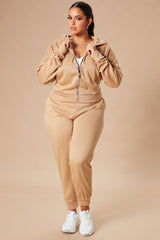 I Got This Zip Up Jacket And Jogger Set - Mocha