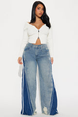 Shooting My Shot Elastic Waistband Baggy Jeans - Medium Wash