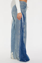 Shooting My Shot Elastic Waistband Baggy Jeans - Medium Wash