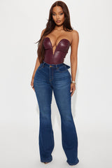 Brianca Bow Stretch Flare Jeans - Dark Wash