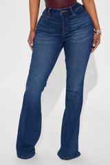 Brianca Bow Stretch Flare Jeans - Dark Wash