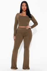 Sasha Double Lined Pant Set - Olive