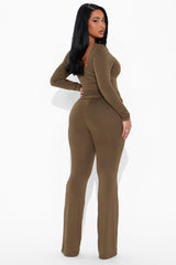 Sasha Double Lined Pant Set - Olive