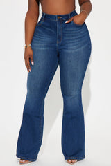 Brianca Bow Stretch Flare Jeans - Dark Wash