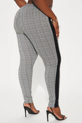 Fully Booked Striped Plaid Legging - Grey/combo