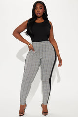 Fully Booked Striped Plaid Legging - Grey/combo