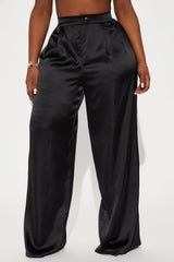 Tone It Down Satin Trouser - Black