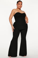Call My Name Ribbed Pant Set - Black