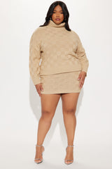 Check Me Sweater Skirt Set - Taupe