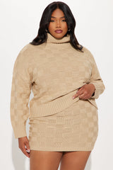 Check Me Sweater Skirt Set - Taupe