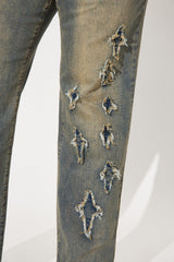 Sara Star Stretch Tinted Straight Leg Jeans - Vintage Wash