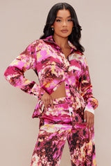 Larenna Satin Pant Set - Fuchsia