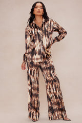 Kamiko Satin Pant Set - Brown/combo