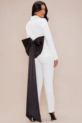 Nina Bow Blazer Suit Set - White