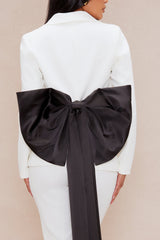Nina Bow Blazer Suit Set - White