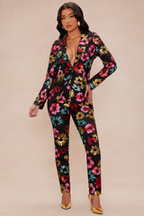 Naomi Embroidered Suit Set - Black/combo