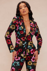 Naomi Embroidered Suit Set - Black/combo