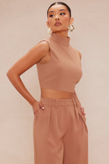 Serena Wide Leg Trouser Pant Set - Taupe