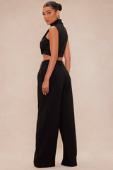Serena Wide Leg Trouser Pant Set - Black