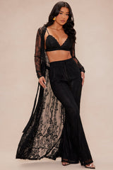 So Scandalous Lace Pant Set - Black
