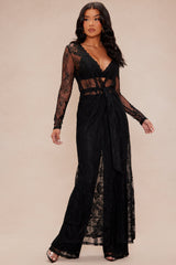 So Scandalous Lace Pant Set - Black