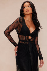 So Scandalous Lace Pant Set - Black