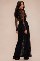 So Scandalous Lace Pant Set - Black