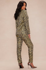 Stepping Out Leopard Suit Set - Chartreuse