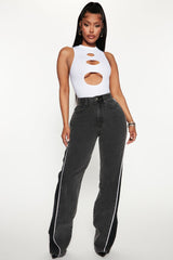 Zip It Up Straight Leg Jeans - Black