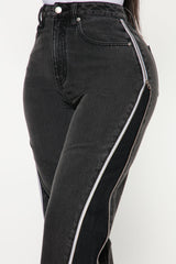 Zip It Up Straight Leg Jeans - Black