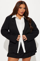 Corporate Babe Blazer Skort Set - Black