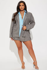 Corporate Babe Blazer Skort Set - Grey