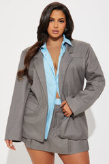 Corporate Babe Blazer Skort Set - Grey