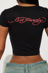 Baby Devil Ed Hardy Rhinestone Tee - Black