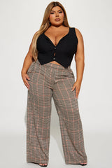 Fancy Pants Houndstooth Trouser - Brown/combo